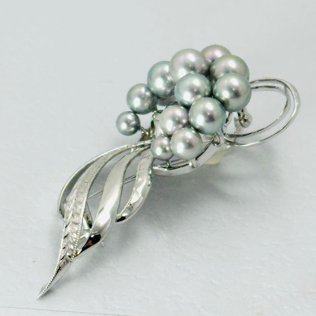 TASAKI タサキ シルバー パール ブローチ 真珠 14珠 ピン