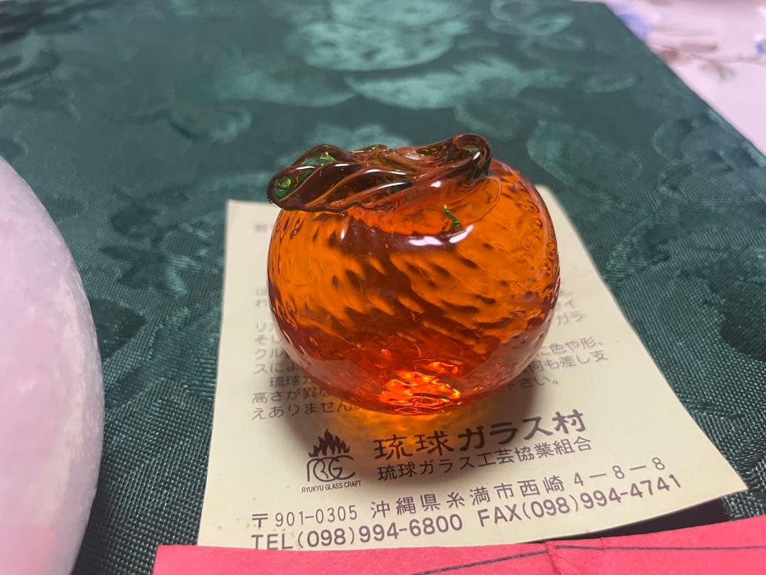 琉球ガラス 鏡餅 赤い紐付き 12cm