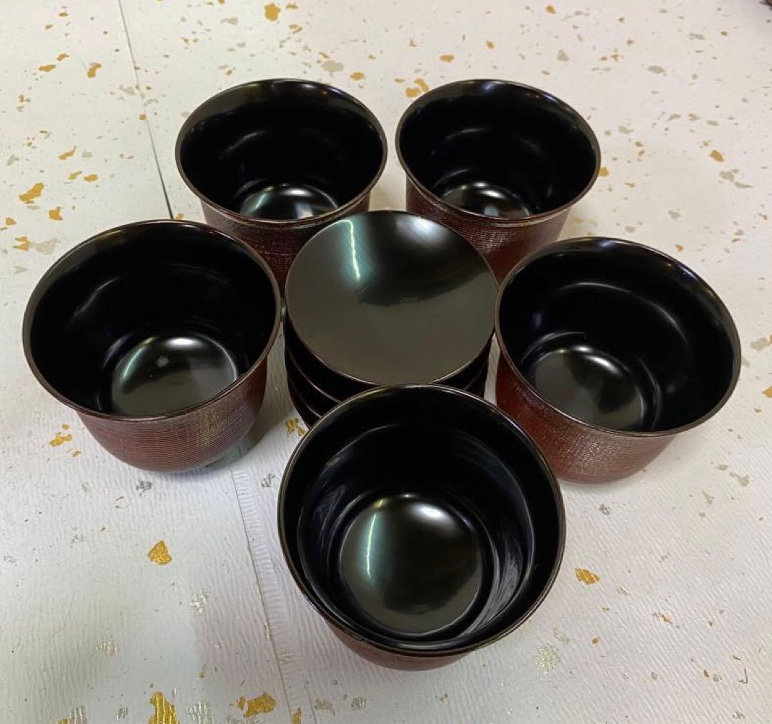 【茶道具】溜塗千筋端反箸洗　七宝（紙箱）　○