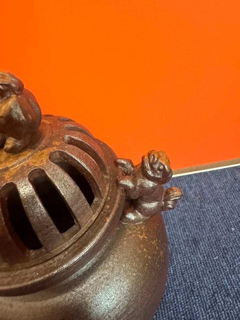 1769 備前焼　武蔵銘　獅子三足　香炉