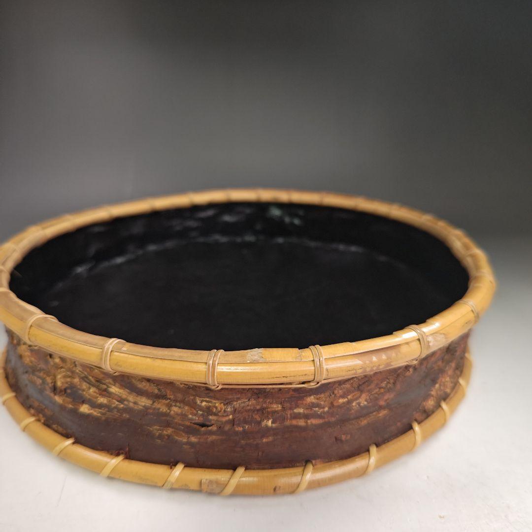 イ831 炭斗『水谷六々斉』『桜皮 炭斗 共箱』茶道具