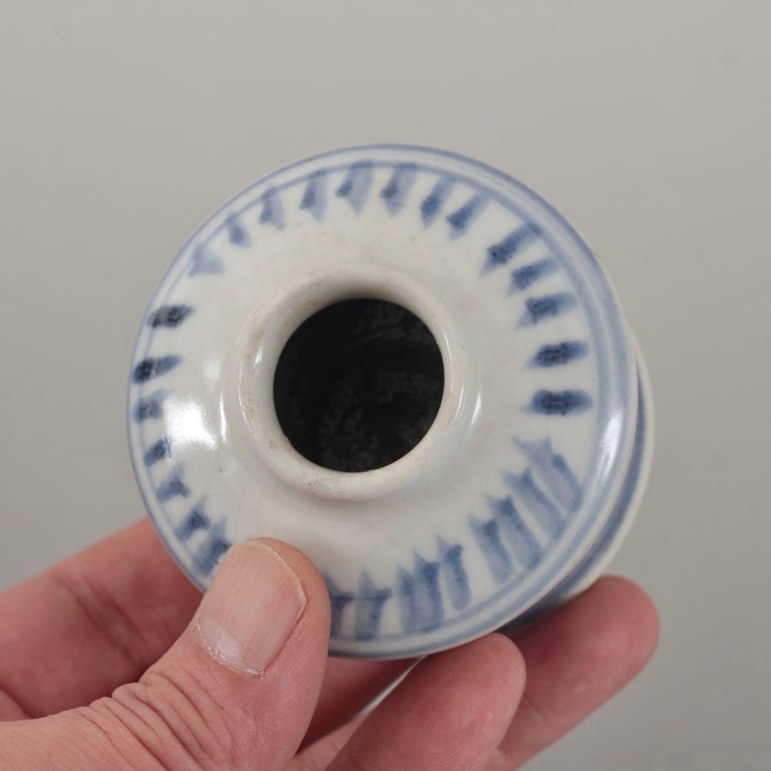 太白手 インク瓶 古道具 アンティーク 陶胎染付 美術品・アンティーク