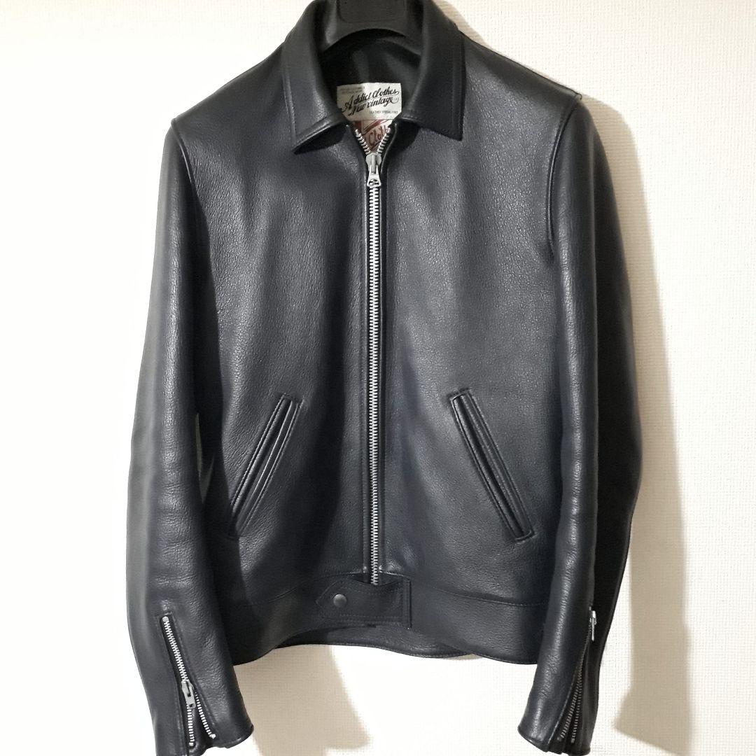 アディクトクローズ ディアスキン ダークブルー 36 ライダース レザー