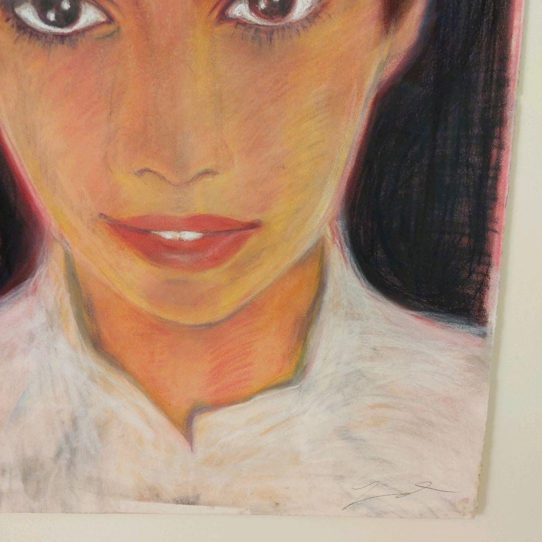 パステルドローイング　無題　少女　額装なしです。