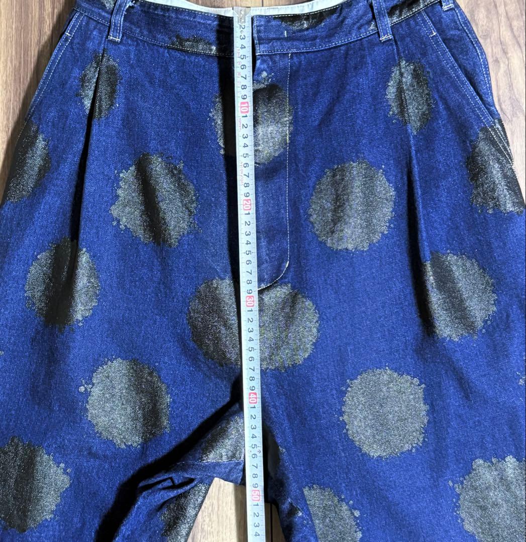 じ*ん様 Y's‥‥ ワイズビー ヨウジヤマモトドット柄プリントデニムサルエルパ