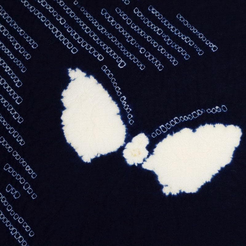 《反物『有松しぼり』浴衣■蝶の舞姿◆濃紺■お仕立て可◆夏着物■反25-172》