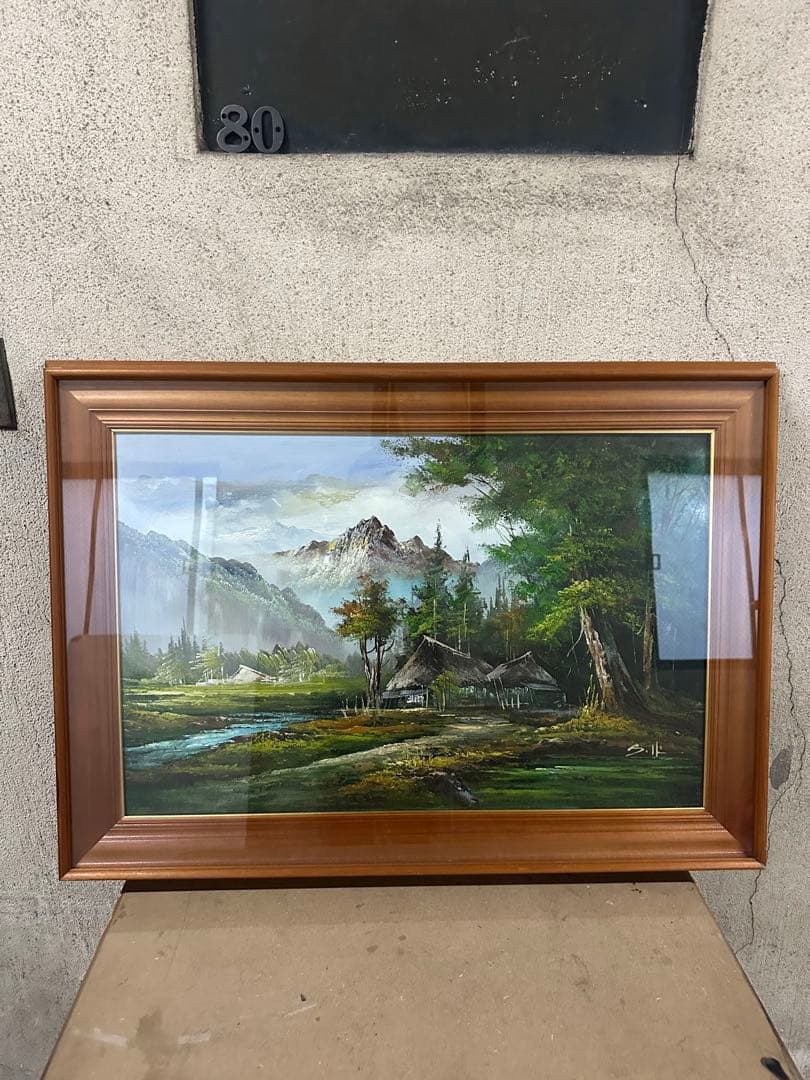 アンティーク 大型 山水 風景画 油彩画 油絵 壁掛け 額有絵画 アート 芸術