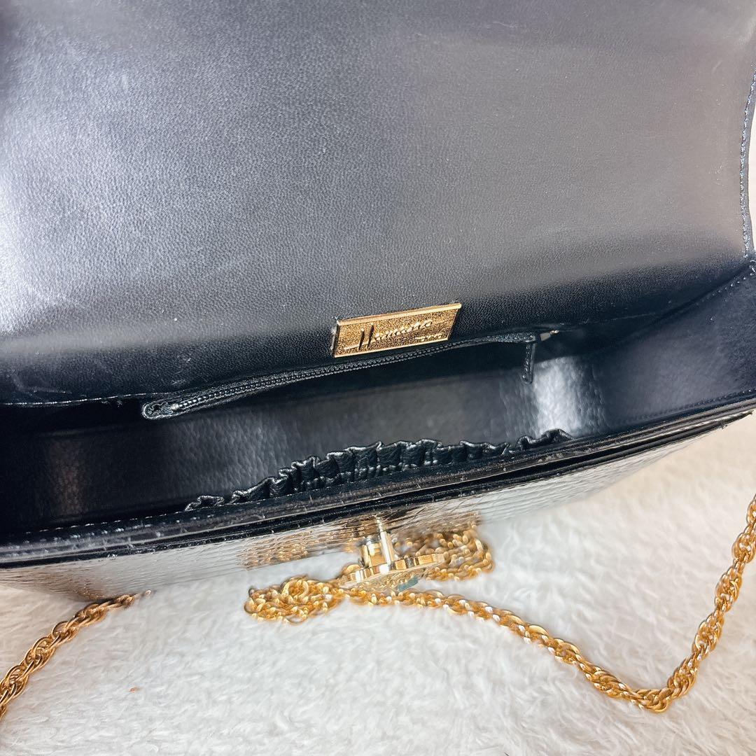 濱野 ハマノ 2way クロコダイル チェーン ショルダーバッグ サンピエトロ