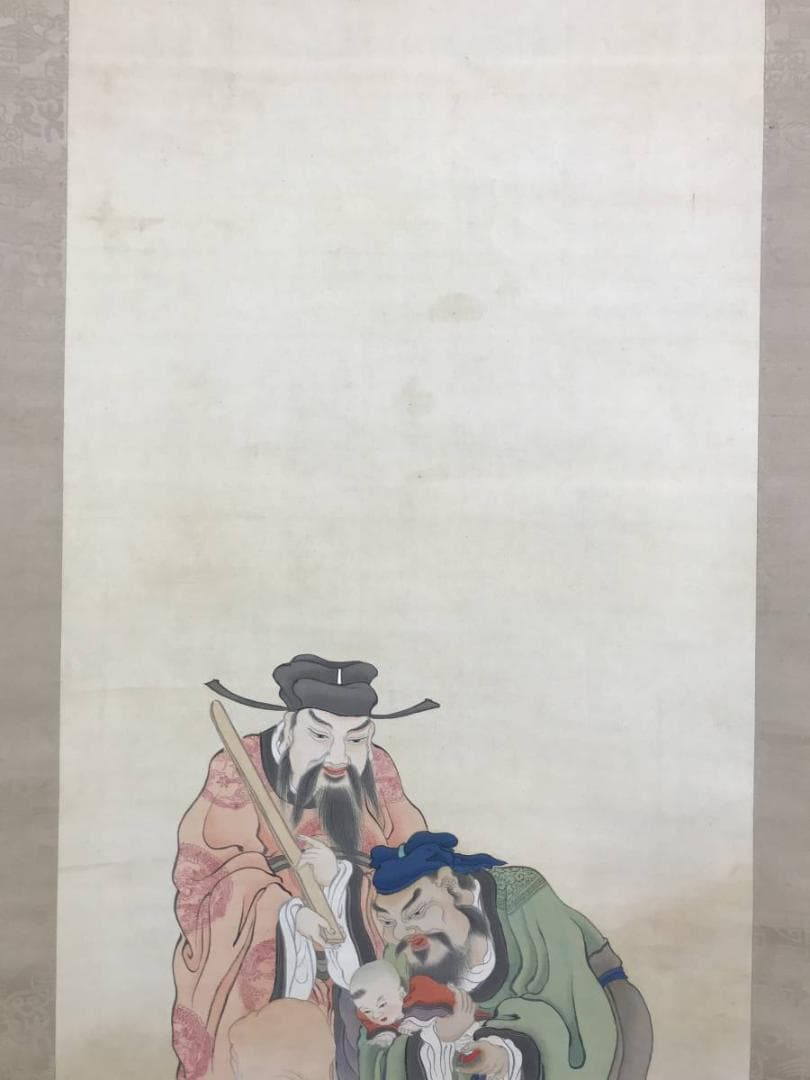 真作/小山雲泉/名は袁榮/三聖人図/人物図/掛軸☆宝船☆AE-270