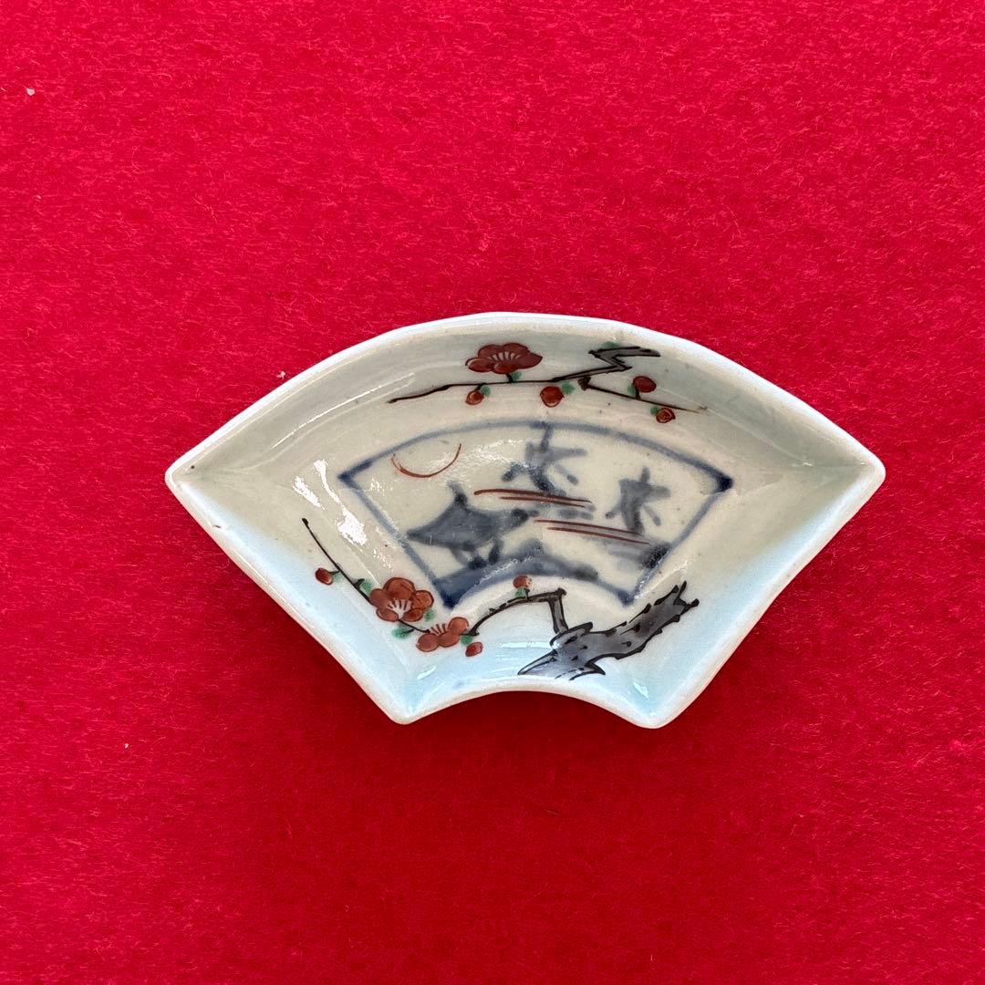 古伊万里　梅花文　扇面形　豆皿　5枚組