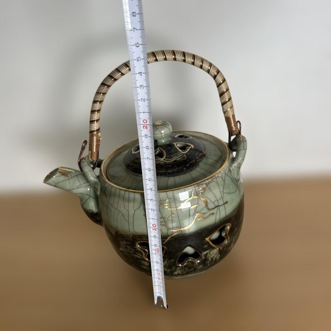 自宅保管品未使用　相馬焼 特大急須 双馬 金馬 美品　湯呑み6個付き