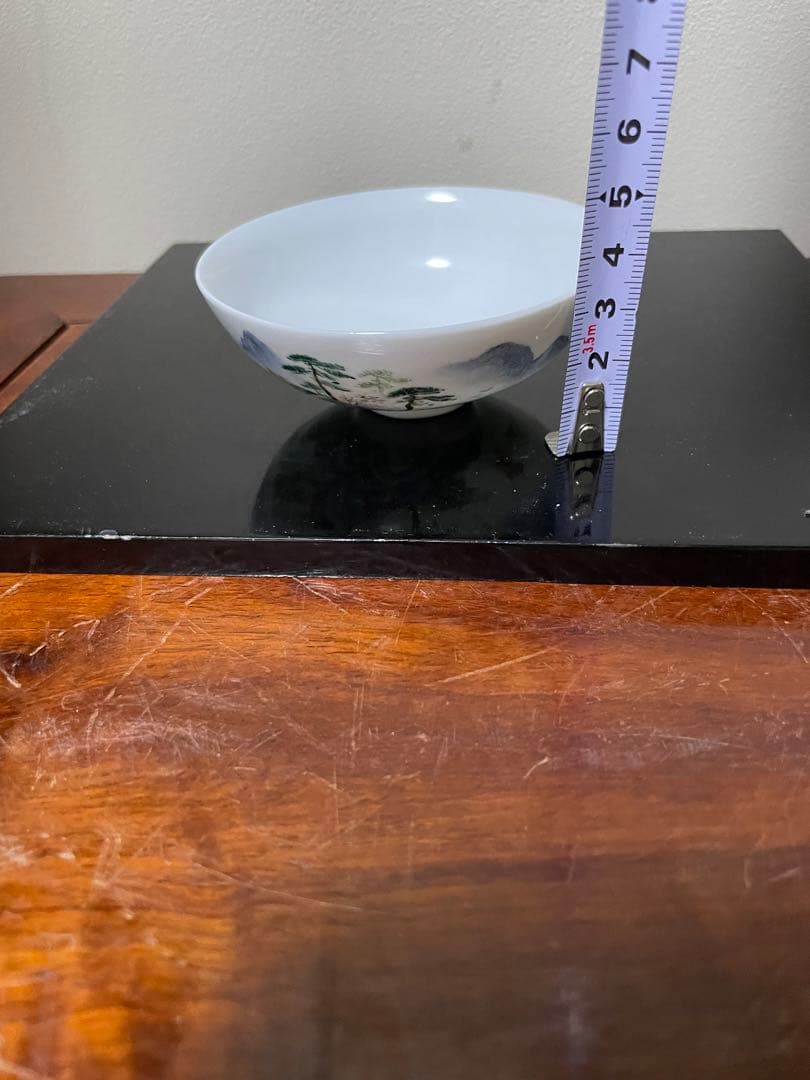 大清光绪年製粉彩山水人物薄胎小碗 小杯 中国美術古董品