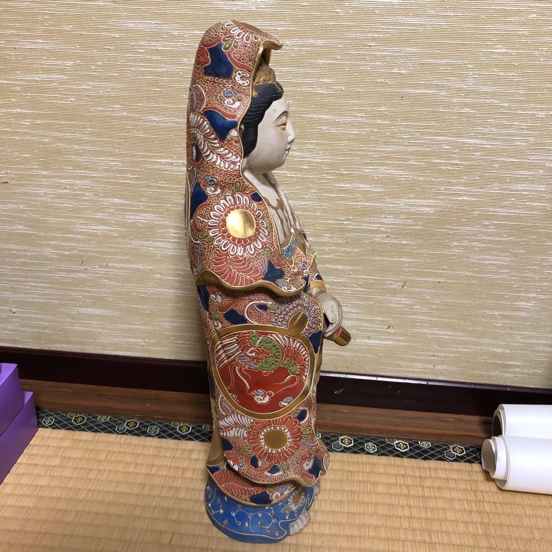 九谷焼◇観音菩薩立像/観音 菩薩◇色絵 金彩◇全高 約45㎝◇