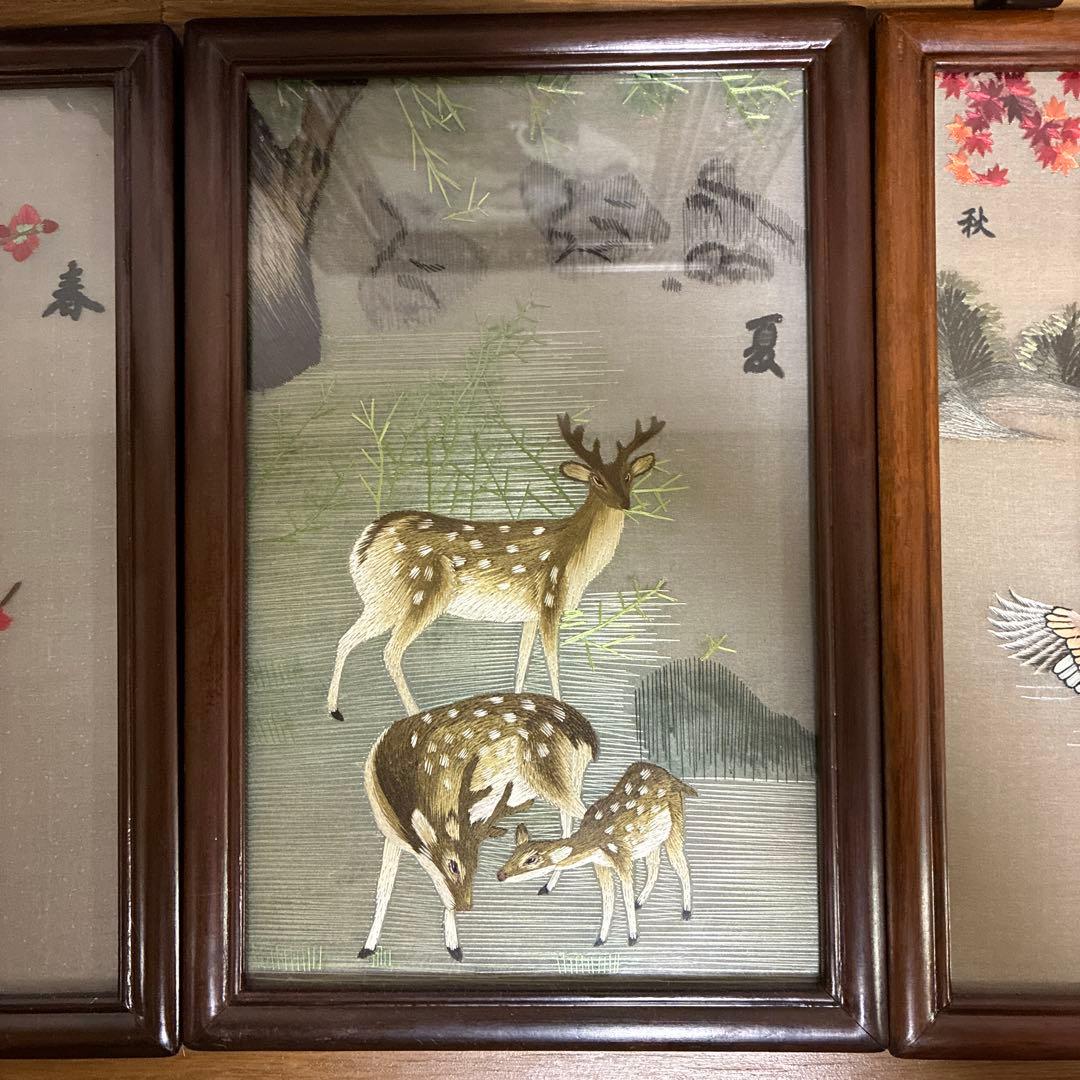 黒檀の刺繍フレーム 春夏秋冬4種セット 刺繍 アンティーク