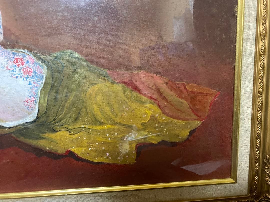 定価45万 「 松森 今照 作」 女性画 油絵 証明シール 付き