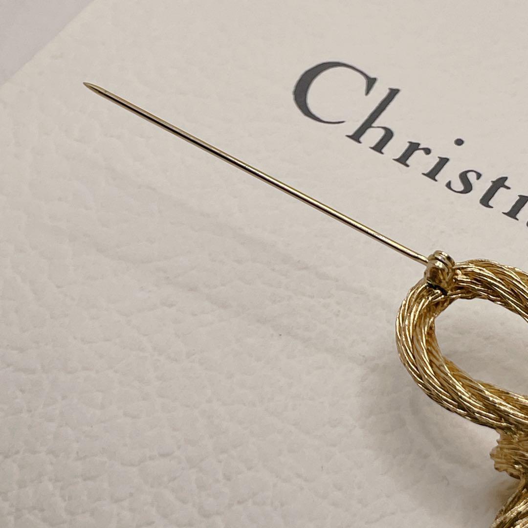 DIOR ヴィンテージ ブローチ リボン ゴールド クリスチャンディオール