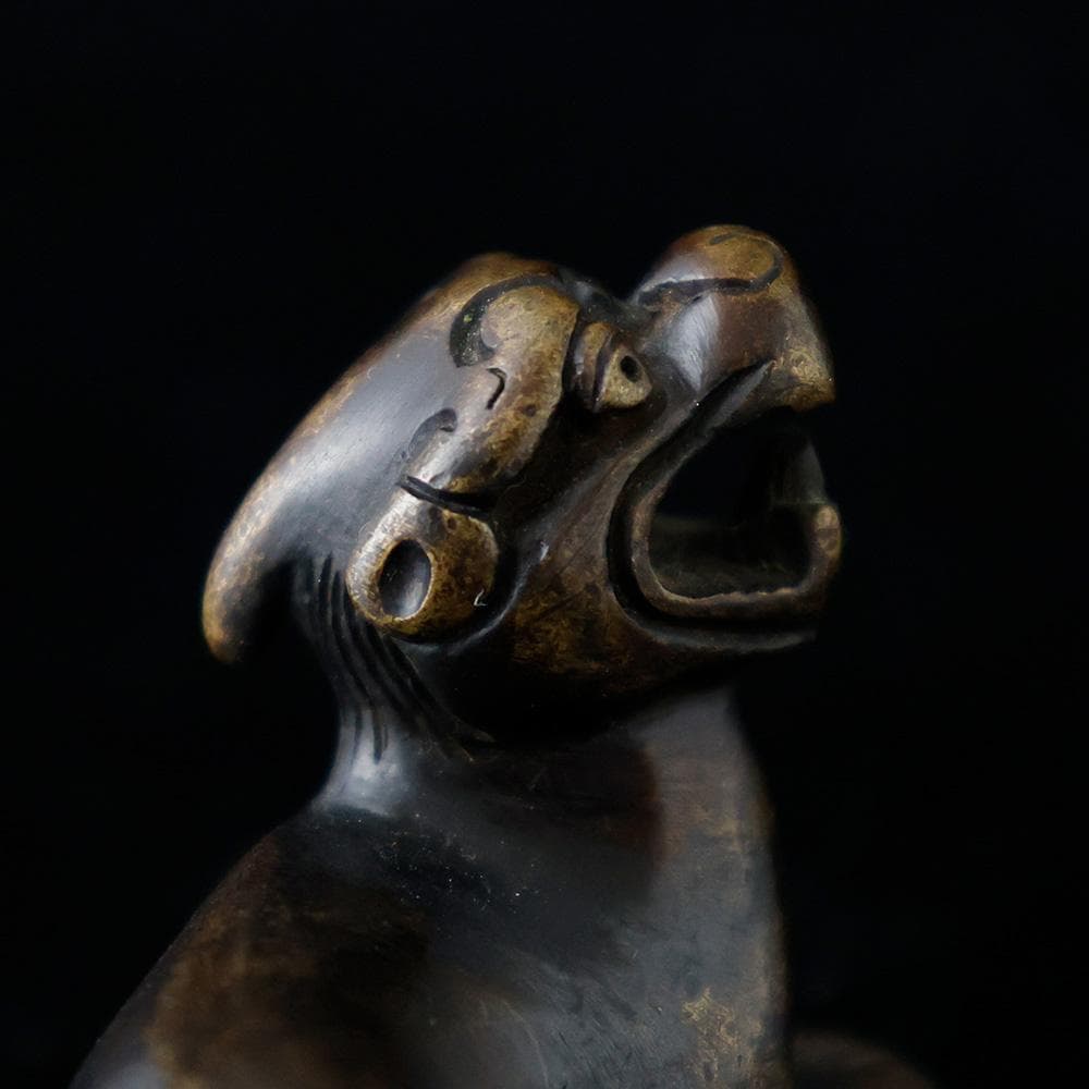 中国美術 時代物 古銅 獅子置物 線香 枕 まくら 銅製 唐物唐銅 高麗李朝