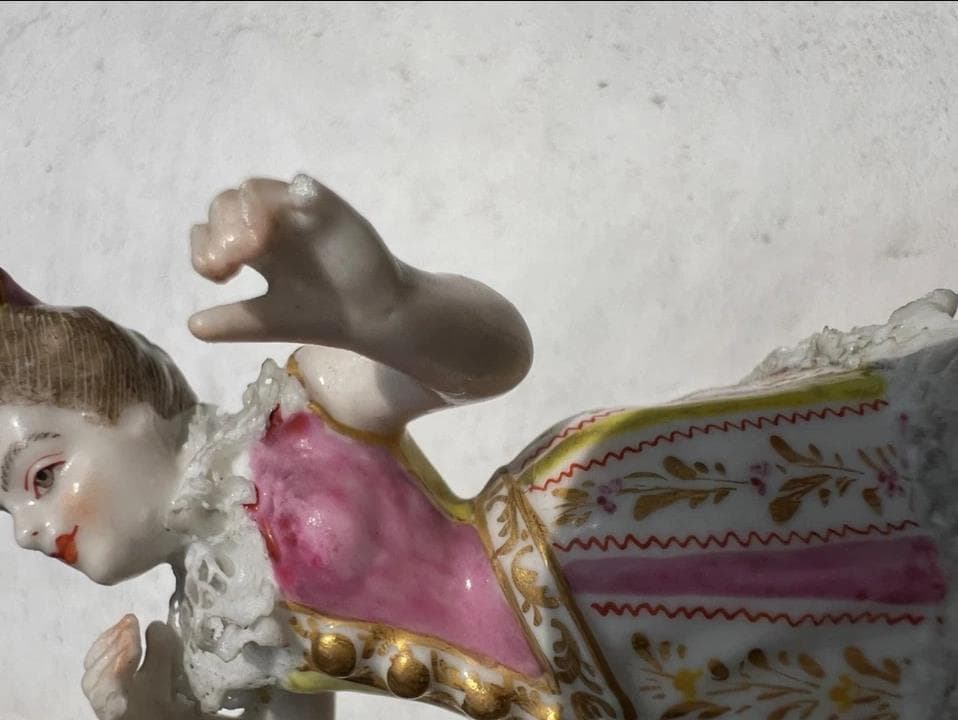 3872 【可愛い置き物】マイセン Meissen 手描きのコロンバイン像