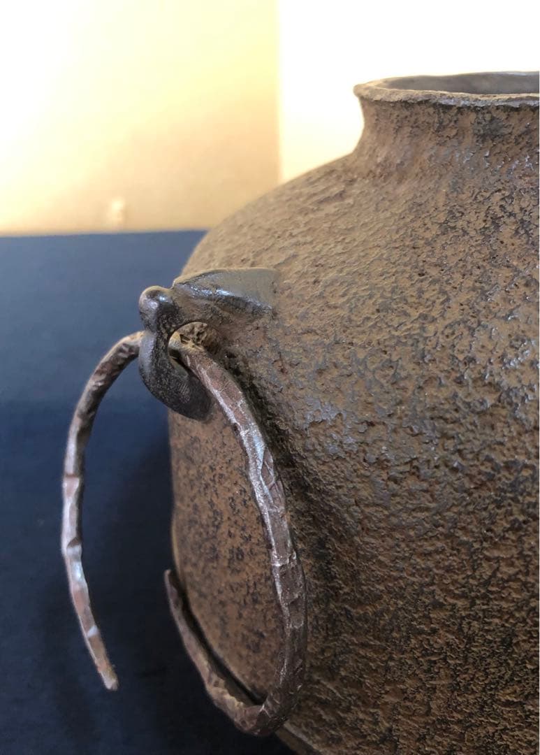 《R》阿弥陀堂釜 鐶 十二代釜師 和田美之助 略歴 共布 共箱 260116き4