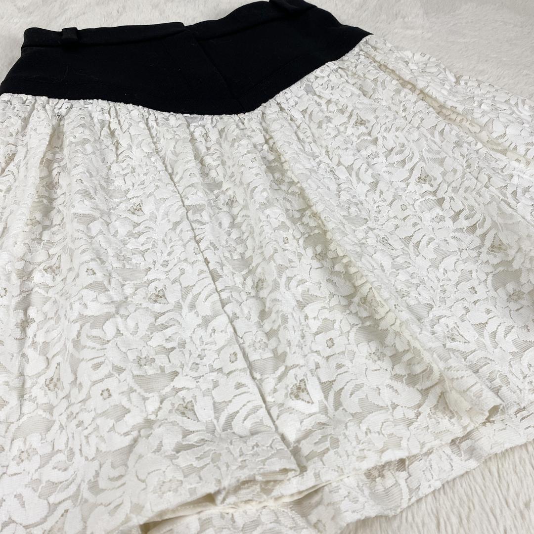 美品 LOUIS VUITTON バイカラー レース 膝丈 フレアスカート 38