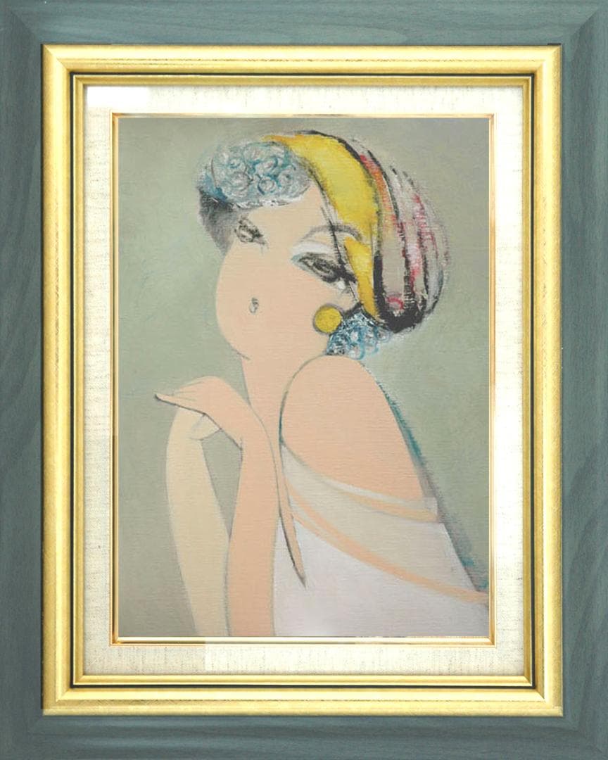 油絵 菅家令子 絵 絵画 インテリア 額付(黒) F6-082811 人物 女性