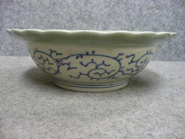 古伊万里 成化年製 青磁 染付 深鉢 [B31460]