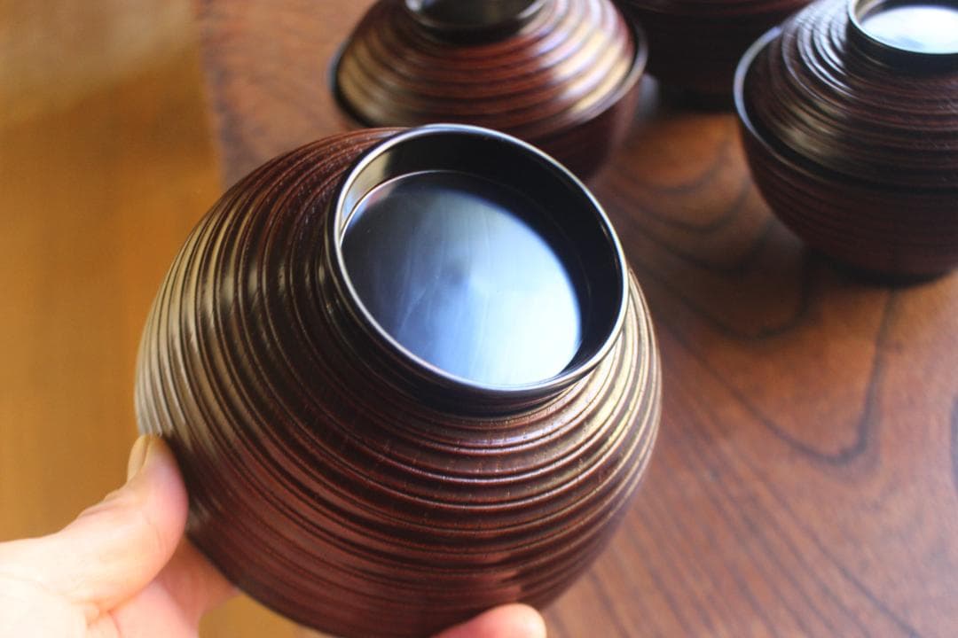 専用！風情ある糸目地に優美な雲錦蒔絵の映える煮物椀5点（検輪島塗雑煮椀