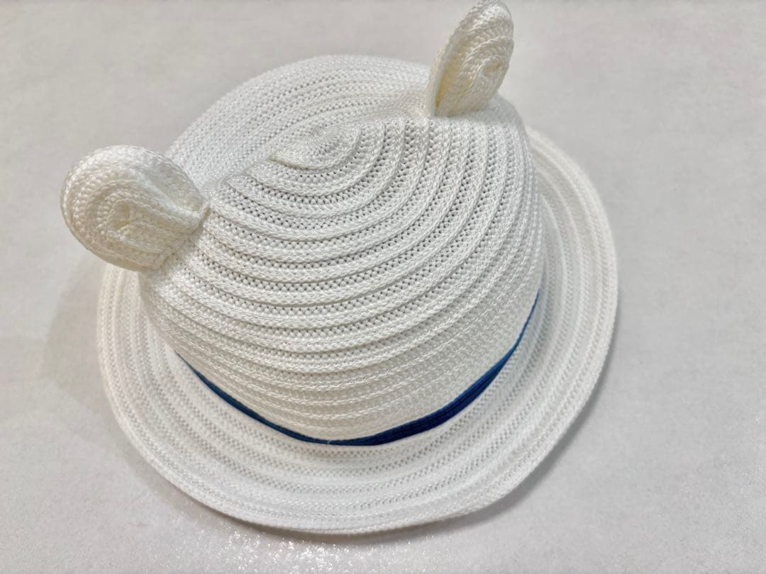 ファミリア クマ耳付き麦わら帽子 45-47 サイズ02 青系ファミリア