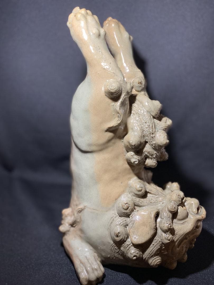 萩焼 獅子 置物（青磁／逆さ獅子／飛び獅子）