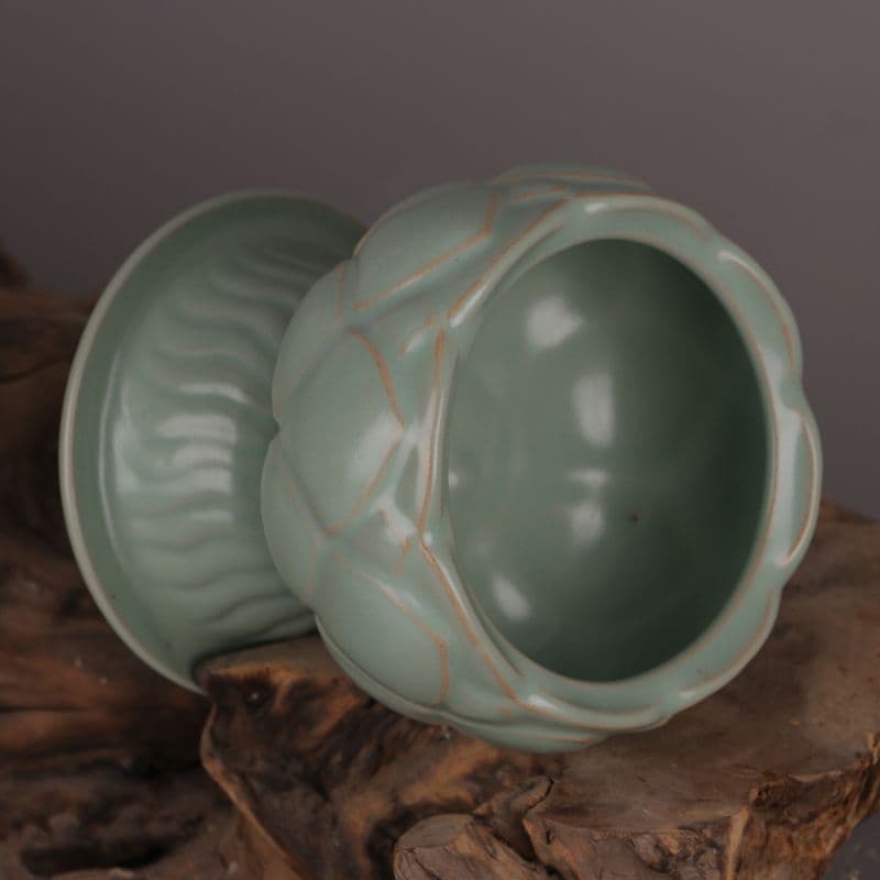 汝窯青釉支釘蓮華香炉 茶道具 香道具 工芸品 美術品 置物