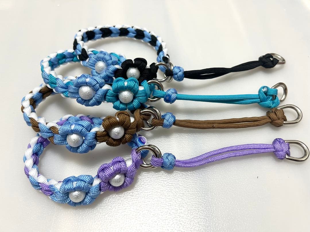 パラコード首輪 ハーフチョーク お花いっぱい ピンク No.0143 中型犬用