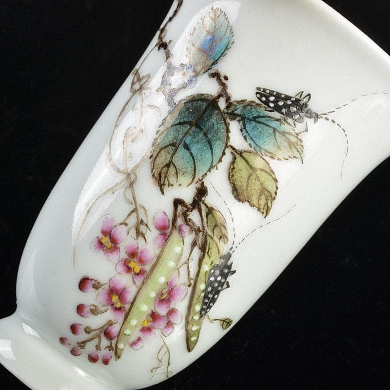 中国 景徳鎮 粉彩 花草昆虫文 酒杯 三客 F R4790