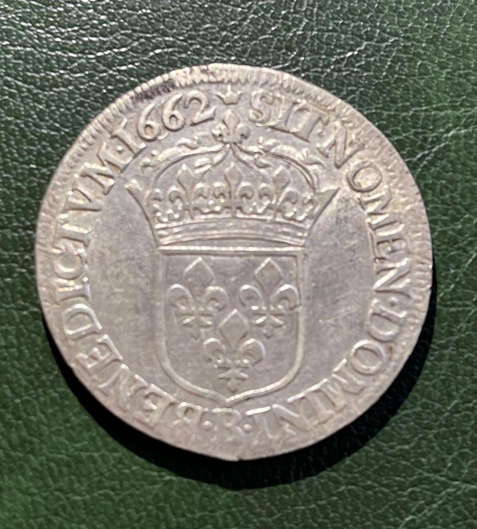 フランス　ルイ14世ハーフエキュ銀貨　1662年