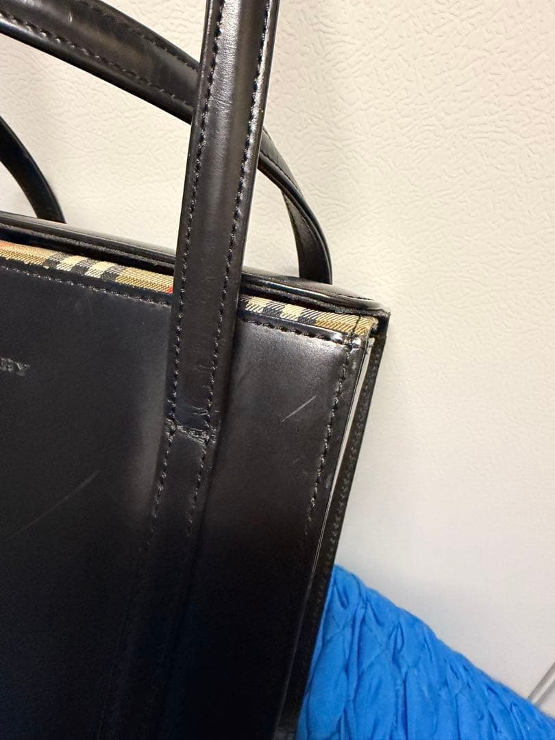d*2様 BURBERRY スクエア型 ハンドバッグ レザー ノバチェック ブラ