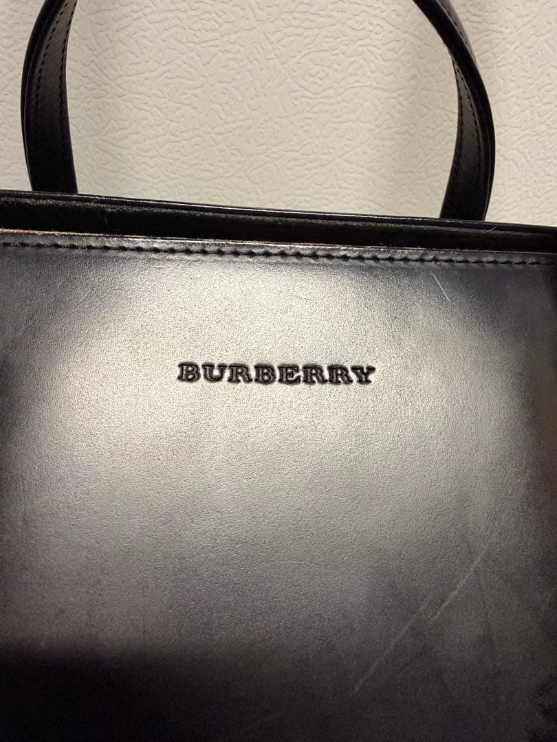 d*2様 BURBERRY スクエア型 ハンドバッグ レザー ノバチェック ブラ