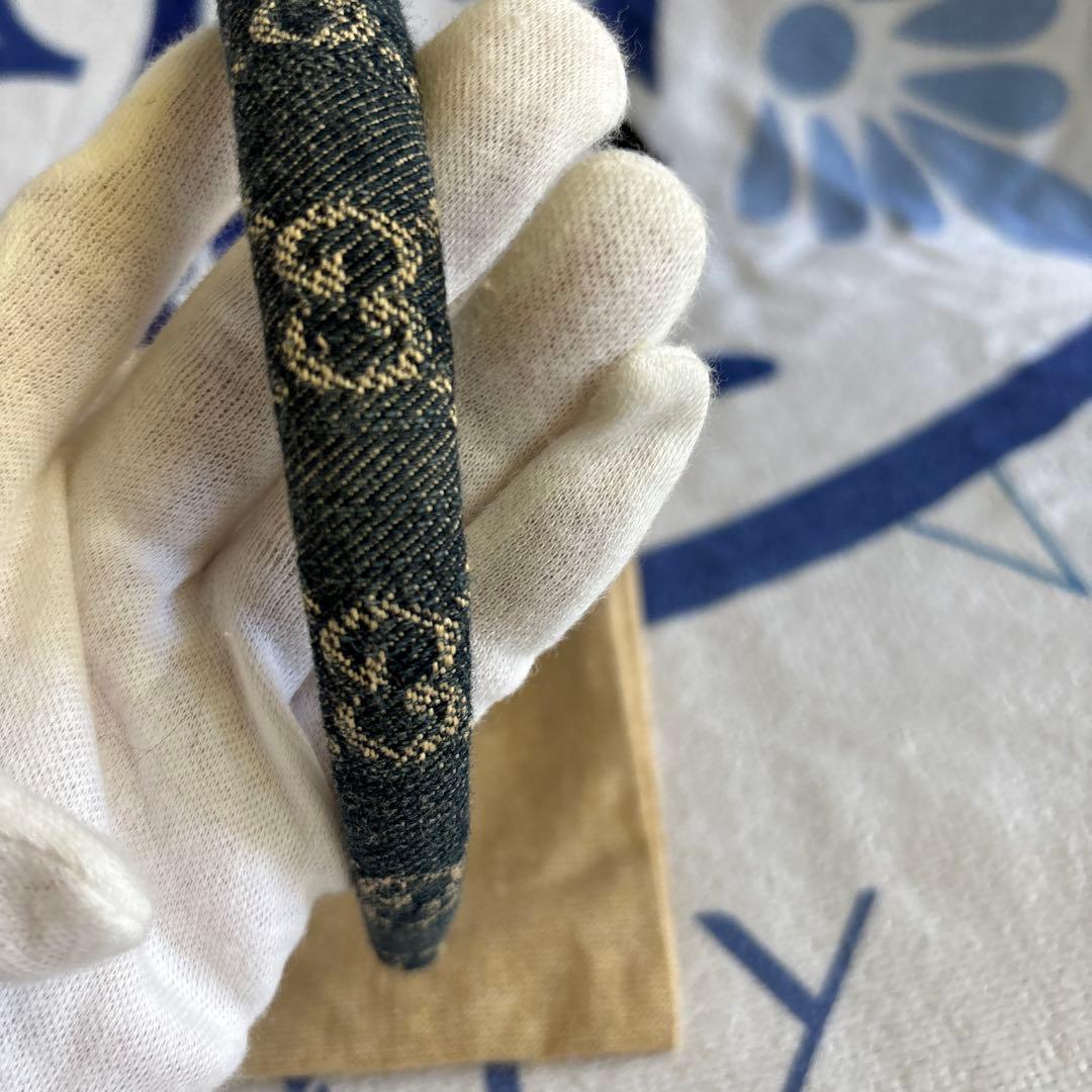 GUCCI ダークブルー ヘアバンド 保存袋付き