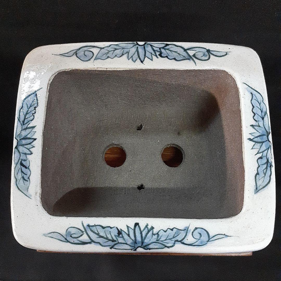 020.【 陶翠窯 】エン付長角3号盆栽鉢/植木鉢