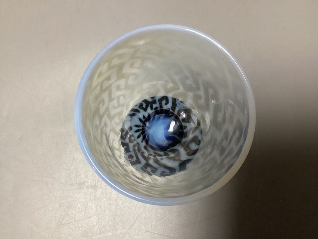 すみれ様専用 雷文 黒脚 なつめ形 氷コップ (検) 和ガラス ウランガラス