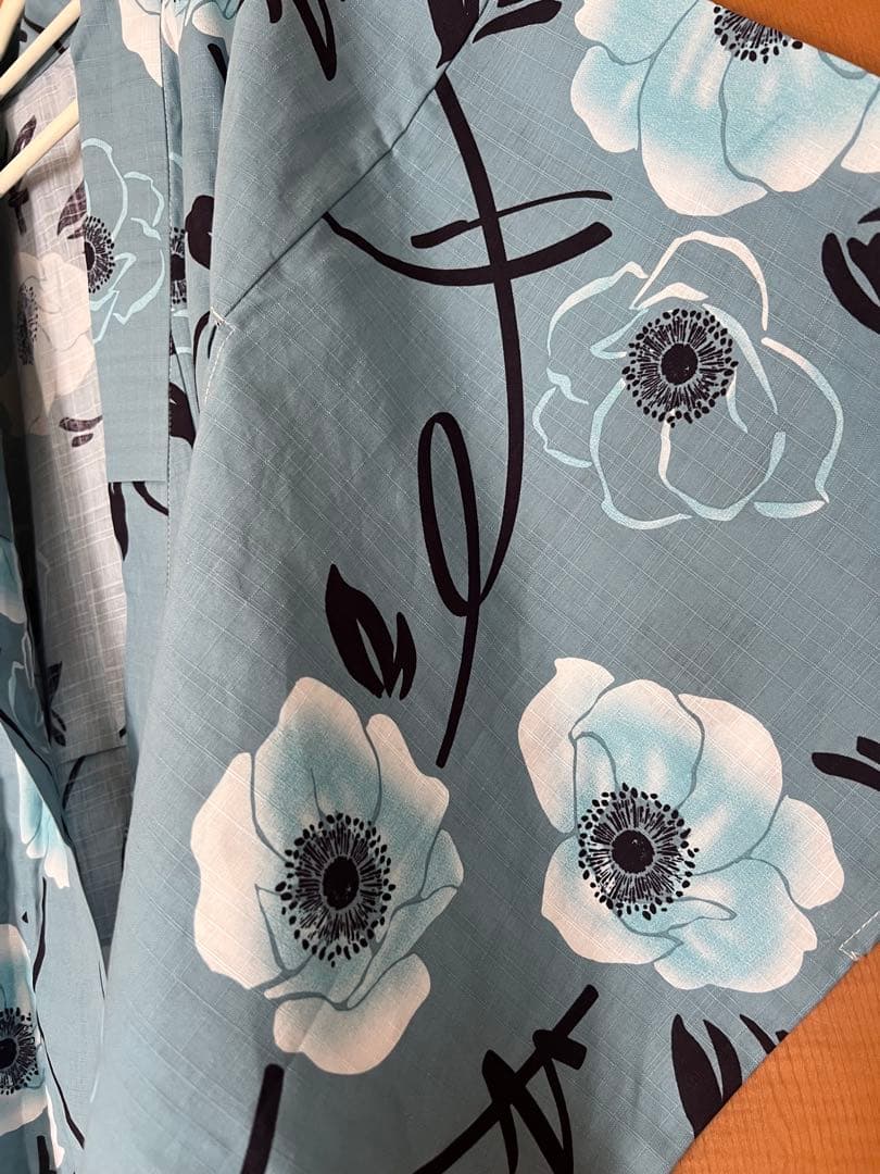 新品未使用　浴衣、帯セット　中古カゴバッグ、下駄、半幅帯2本添え