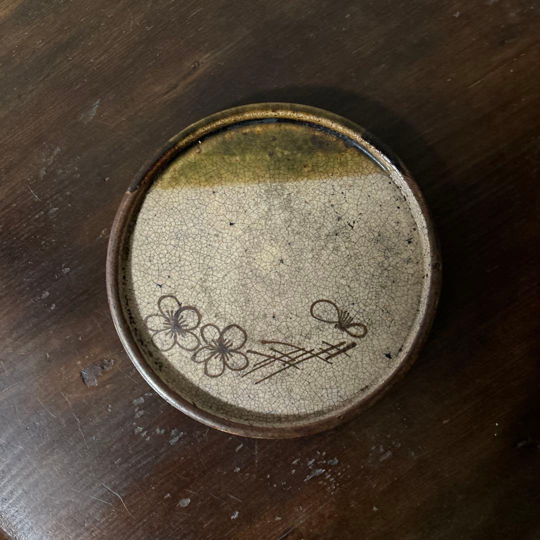 古瀬戸 織部釉行灯皿 行燈皿 石皿 古民芸 美濃 古美術