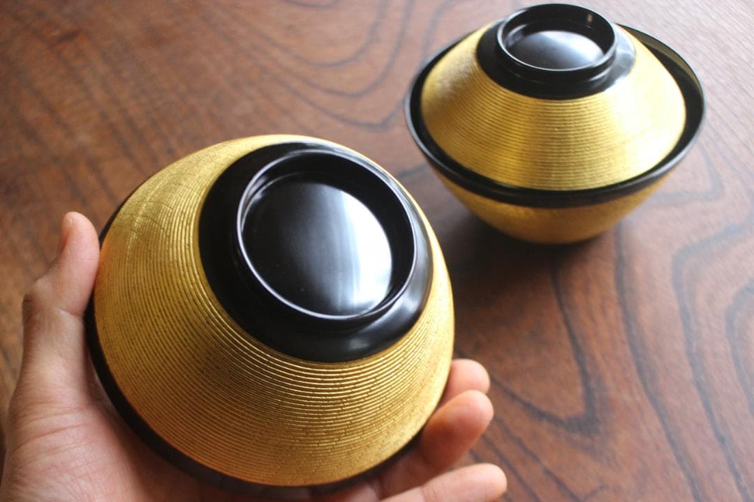 時代逸品！極上金塗糸目の美しいお椀2点（検輪島塗京塗雑煮椀
