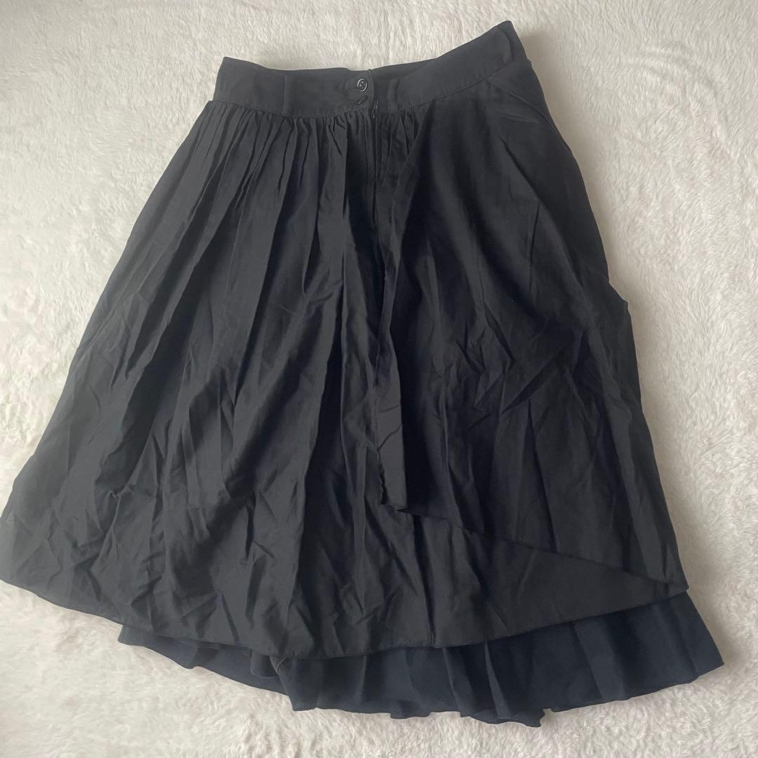 【希少】キャピタル ティアード プリーツ アシンメトリー リネン混 スカート 黒