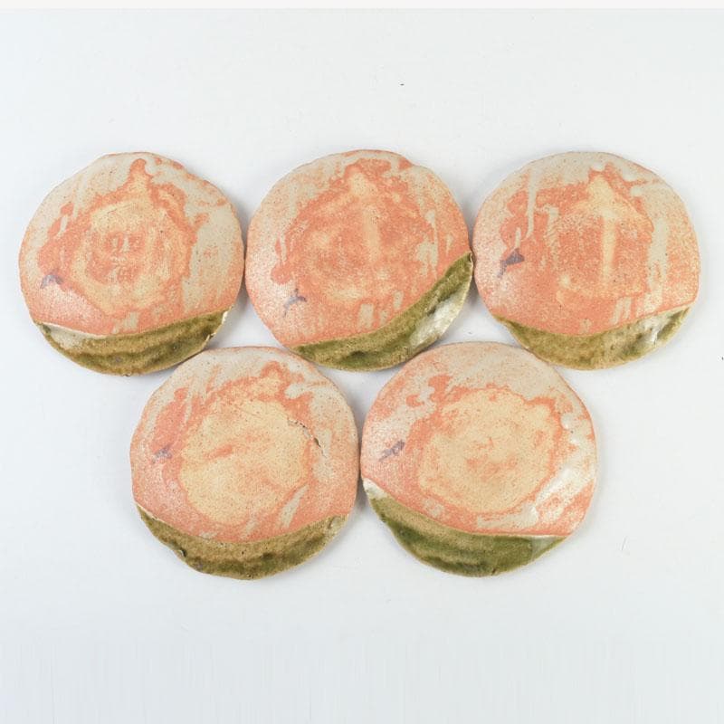 和食器 茶懐石 織部焼 蟹図 銘々皿 五客 C 9286