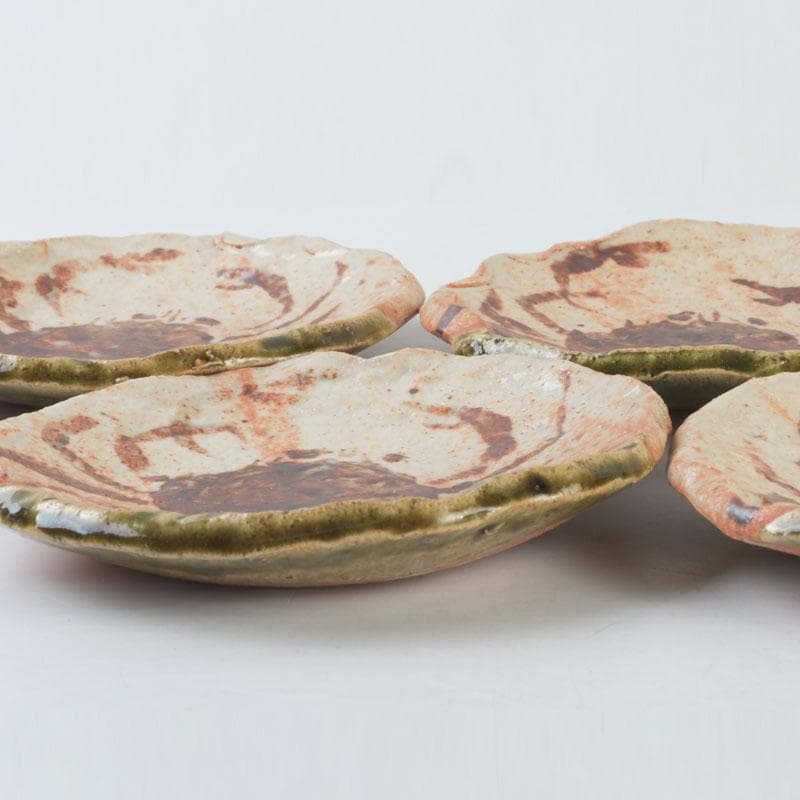 和食器 茶懐石 織部焼 蟹図 銘々皿 五客 C 9286