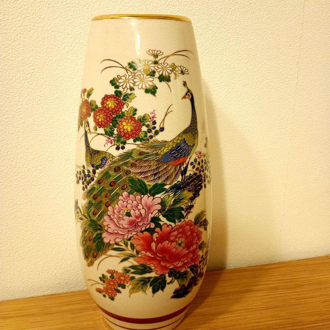 九谷焼 清峰 花瓶 孔雀牡丹図 高さ約25cm 未使用 共箱なし - メルカリ