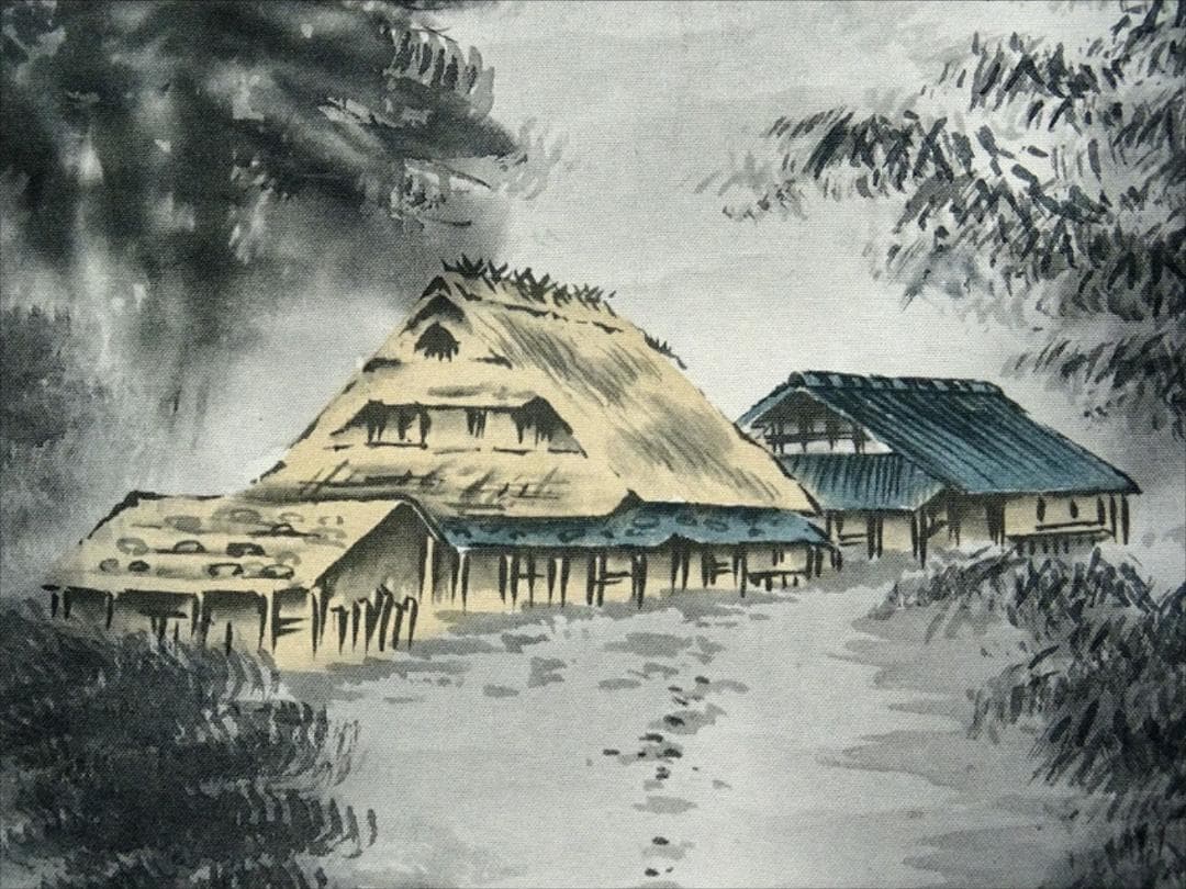 掛軸 秋峰『水墨山水図』絹本 肉筆 共箱付 掛け軸 a072014