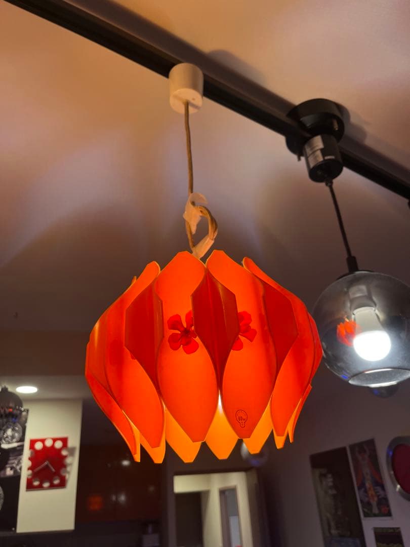 オレンジフラワー形ペンダントライト スペースエイジ ミッド