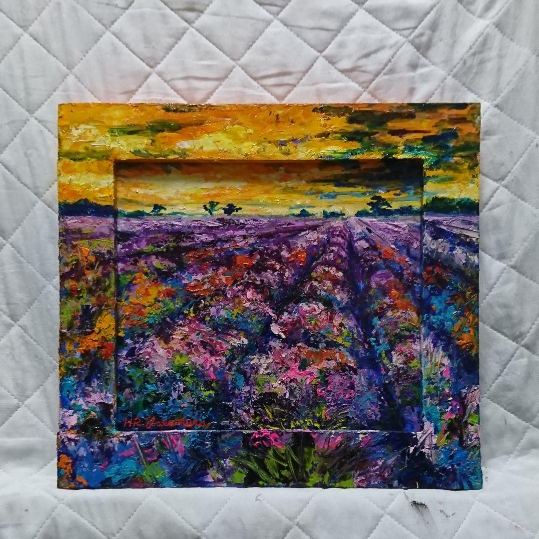 油絵 絵画【冬の朝日】