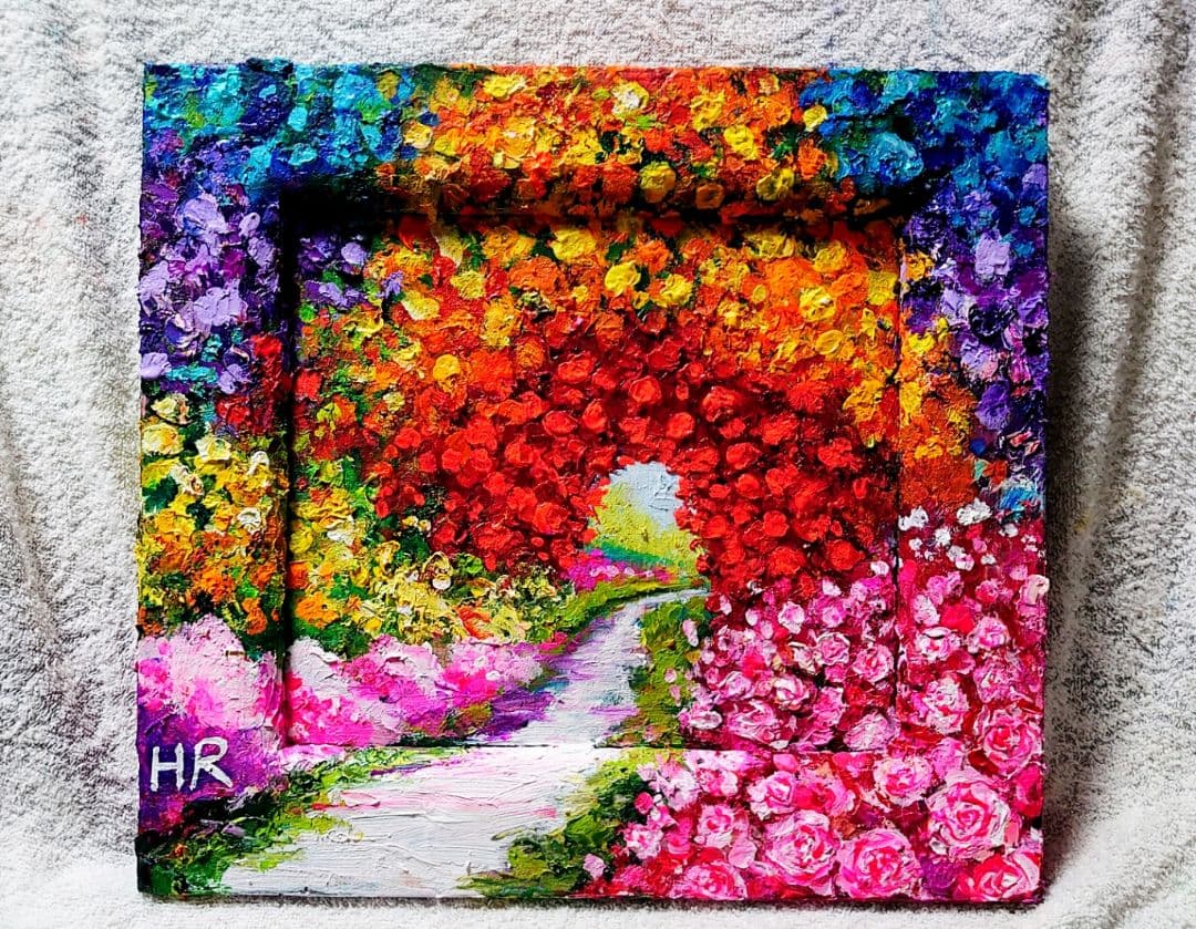 油絵 絵画【冬の朝日】