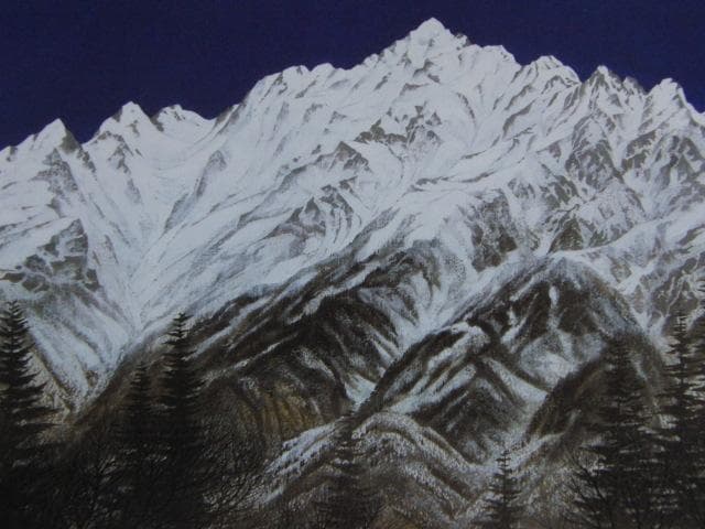 宮西東洋雄、【西穂高晴日】、希少な額装用画集より、新品額装付、状態良好